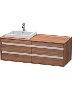 Ketho Duravit vasque KT6757L7979 140x55x49,6cm, pour vasque à encastrer, 4 tiroirs, découpe à gauche, noyer naturel