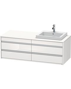 Ketho Duravit vasque KT6757R2222 140x55x49,6cm, pour vasque à encastrer, 4 tiroirs, découpe à droite, blanc brillant