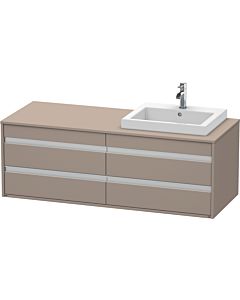 Ketho Duravit vasque KT6757R4343 140x55x49,6cm, pour vasque à encastrer, 4 tiroirs, découpe à droite, basalte mat