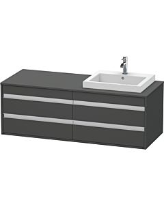 Duravit Ketho vanity unit KT6757R4949 140x55x49.6cm, for built-in washbasin, 4 drawers, cut-out on the right, matt graphite