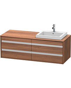 Ketho Duravit vasque KT6757R7979 140x55x49,6cm, pour vasque à encastrer, 4 tiroirs, découpe à droite, noyer naturel