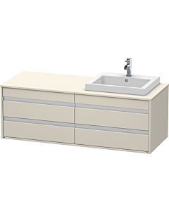 Ketho Duravit vasque KT6757R9191 140x55x49,6cm, pour vasque à encastrer, 4 tiroirs, découpe à droite, Taupe
