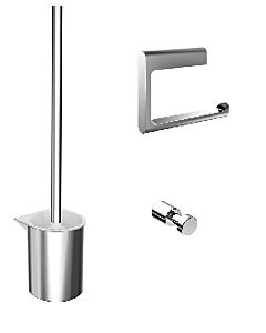 Emco Flow WC Set, chrom, 3 teilig,  Papierhalter, WC-Bürste. Handtuchhaken