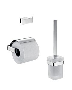 Emco Loft WC set 059800100 chromé , porte-papier avec couvercle, garniture de toilette et crochet double