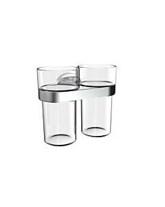 Porte-verres double rond Emco C 432500100 chromé, modèle mural, gobelet en plastique