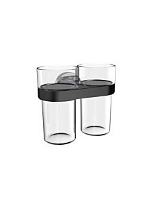 Porte-verres double rond Emco C 432513300 noir, modèle mural, gobelet en plastique