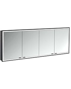 Emco prime armoire à miroir éclairée à encastrer 949713598 1800x730mm, 4 portes, noir/miroir