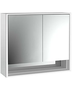 Emco Loft Aufputz-Lichtspiegelschrank 979805210 800x733mm, Unterfach LED, 2-türig, breite Tür links, aluminium/Spiegel