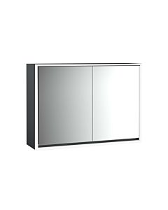 Emco Loft armoire de toilette lumineuse en saillie 979813312 1000x733mm, LED, 2 portes, noir/miroir
