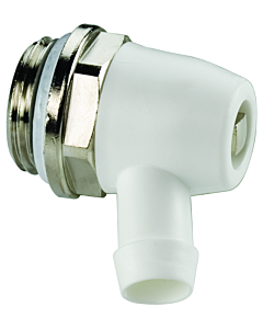 Simplex Entleerstopfen F10622 Standard, schwenkbarer Auslauf aus Kunststoff, Messing vernickelt, G 1/2 M