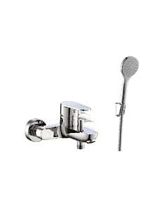 Fukana pure Wannenarmatur Aufputz mit Wannenset chrom, mit Handbrause, Brauseschlauch und Halter