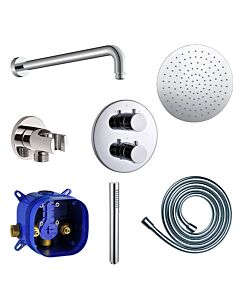 Fukana Pure Duschsystem Unterputz, chrom Thermostat, Kopfbrause, Handbrause, Komplettset