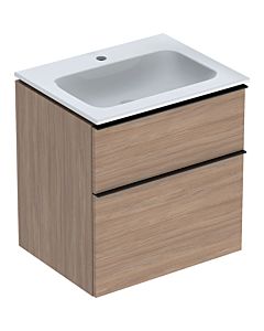 Geberit Icon Waschtisch mit Unterschrank 60 cm 502331JH1 Waschtisch-Set 60x63x48cm, weiß/KeraTect, Korpus Eiche, Griff lava matt