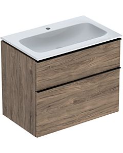 Geberit iCon Washbasin with vanity unit 75 cm 502332JR1 Washbasin set 75x63x48cm, white/KeraTect, body walnut, handle lava matt