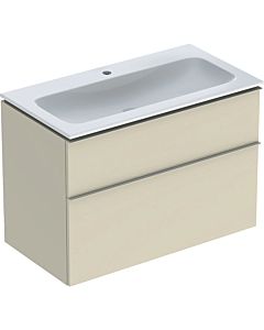 Geberit Icon washbasin with base cabinet 90 cm 502333JL1 Washbasin set 90x63x48cm, white/KeraTect, body sand high-gloss, handle sand matt