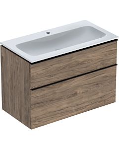 Geberit iCon Washbasin with vanity unit 90 cm 502333JR1 Washbasin set 90x63x48cm, white/KeraTect, body walnut, handle lava matt