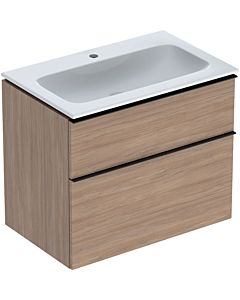 Geberit iCon Waschtisch mit Unterschrank 75 cm 502336JH1 Waschtisch-Set 75x63x48cm, weiß, Korpus Eiche, Griff lava matt