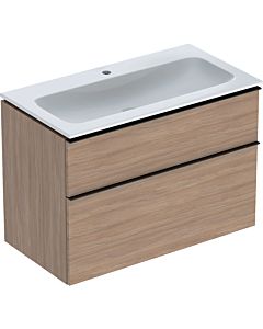 Geberit iCon Waschtisch mit Unterschrank 90 cm 502337JH1 Waschtisch-Set 90x63x48cm, weiß, Korpus Eiche, Griff lava matt