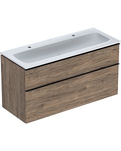 Geberit Icon Waschtisch mit Unterschrank 120 cm 502338JR1 Waschtisch-Set 120x63x48cm, weiß, Korpus nussbaum, Griff lava matt