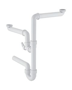 Geberit 152886111 11/2 &quot;x 40mm, with Spülbecken , horizontal outlet, for 2 Spülbecken , white