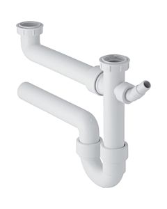 Geberit 152715111 11/2 &quot;x 50mm, with Spülbecken , horizontal outlet, for 2 Spülbecken , white