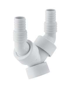 Geberit siphon double raccordement lave-linge lave-vaisselle 152767111 2000 &quot;, deux clapets anti-retour, blanc