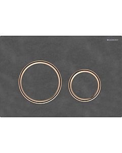 Plaque de déclenchement ronde Sigma 50 Geberit Plaque/bouton Mustang ardoise, anneau or rose, pour chasse d&#39;eau 2 mégawatts