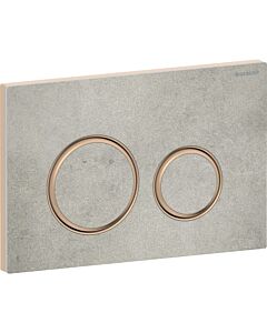 Geberit Sigma 50 Round actuator plate 115650JV1 Plate/button chrome-plated, concrete look, ring rose gold, for 2-meg flush
