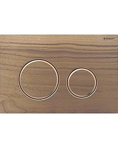 Plaque de déclenchement ronde Sigma 50 Geberit Plaque/bouton chromé, noyer, anneau or rose, pour chasse d&#39;eau 2 mégawatts