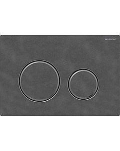 Plaque d&#39;actionnement ronde Sigma 50 Geberit Plaque/bouton Mustang ardoise, anneau noir chromé, pour chasse d&#39;eau 2 mégawatts