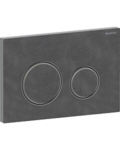 Plaque d&#39;actionnement ronde Sigma 50 Geberit Plaque/bouton Mustang ardoise, anneau noir chromé, pour chasse d&#39;eau 2 mégawatts