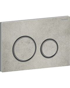 Plaque d&#39;actionnement ronde Sigma 50 Geberit Plaque/bouton chromé, aspect béton, anneau chromé noir, pour chasse d&#39;eau 2 mégawatts