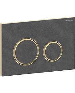 Plaque d&#39;actionnement ronde Sigma 50 Geberit Plaque/bouton Mustang ardoise, anneau en laiton, pour chasse d&#39;eau 2 mégawatts