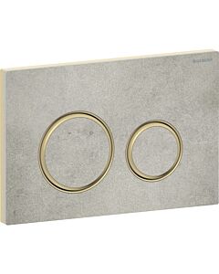 Geberit Sigma 50 Round actuator plate 115652JV1 Plate/button chrome-plated, concrete look, brass ring, for 2-measure flush
