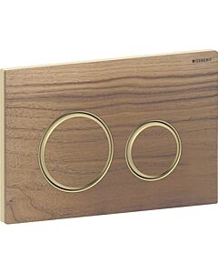Geberit Sigma 50 Round Betätigungsplatte 115652JX1 Platte/Taste verchromt, Nussbaum, Ring Messing, für 2-Megen-Spülung