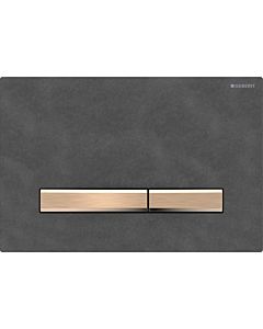 Geberit Sigma 50 Square Plaque d&#39;actionnement 115670JM2 Plaque de recouvrement Mustang ardoise, plaque/bouton or rose, pour double chasse