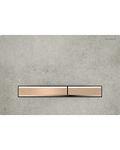 Geberit Sigma 50 Square Plaque d&#39;actionnement 115670JV2 Plaque de recouvrement aspect béton, plaque/bouton or rose, pour double chasse