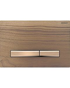 Geberit Sigma 50 Square Plaque d&#39;actionnement 115670JX2 Plaque de recouvrement en noyer américain, plaque/bouton or rose, pour double chasse
