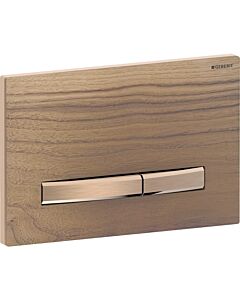 Geberit Sigma 50 Square Plaque d&#39;actionnement 115670JX2 Plaque de recouvrement en noyer américain, plaque/bouton or rose, pour double chasse