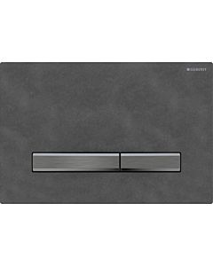 Geberit Sigma 50 Square Plaque d&#39;actionnement 115671JM2 Plaque de recouvrement Mustang ardoise, plaque/bouton noir chromé, pour double chasse