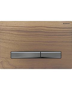 Geberit Sigma 50 Square Plaque d&#39;actionnement 115671JX2 Plaque de recouvrement en noyer américain, plaque/bouton chromé noir, pour double chasse