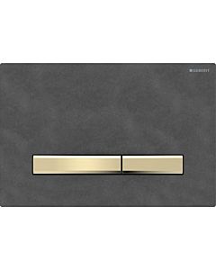 Geberit Sigma 50 Square Plaque d&#39;actionnement 115672JM2 Plaque de recouvrement Mustang ardoise, plaque/bouton en laiton, pour double chasse