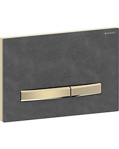 Geberit Sigma 50 Square Plaque d&#39;actionnement 115672JM2 Plaque de recouvrement Mustang ardoise, plaque/bouton en laiton, pour double chasse