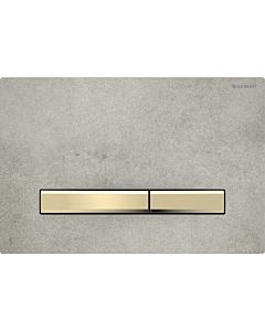 Geberit Sigma 50 Square Plaque d&#39;actionnement 115672JV2 Plaque de recouvrement aspect béton, plaque/bouton en laiton, pour double chasse