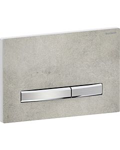 Geberit Sigma 50 Square Betätigungsplatte 115788JV2 Deckplatte Betonoptik, Platte/Taste verchromt, für 2-Mengen-Spülung