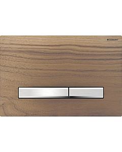 Geberit Sigma 50 Square Plaque d&#39;actionnement 115788JX2 Plaque de recouvrement en noyer américain, plaque/bouton chromé, pour double chasse