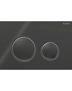 Plaque d&#39;actionnement ronde Sigma 50 115651SJ1 Geberit plaque/bouton noir, anneau chromé noir, pour chasse d&#39;eau 2 mégawatts