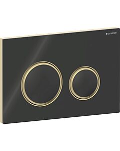 Geberit Sigma 50 Round Betätigungsplatte 115652SJ1 Platte/Taste schwarz, Ring Messing, für 2-Megen-Spülung