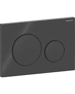Plaque d&#39;actionnement ronde Geberit Sigma 20 115882DW1, plaque/bouton noir, anneau noir mat, pour double chasse d&#39;eau