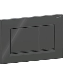 Geberit Sigma 20 Square Plaque d&#39;actionnement 115883DW1 Plaque/bouton noir brillant, bandes noir mat, pour double chasse, plastique